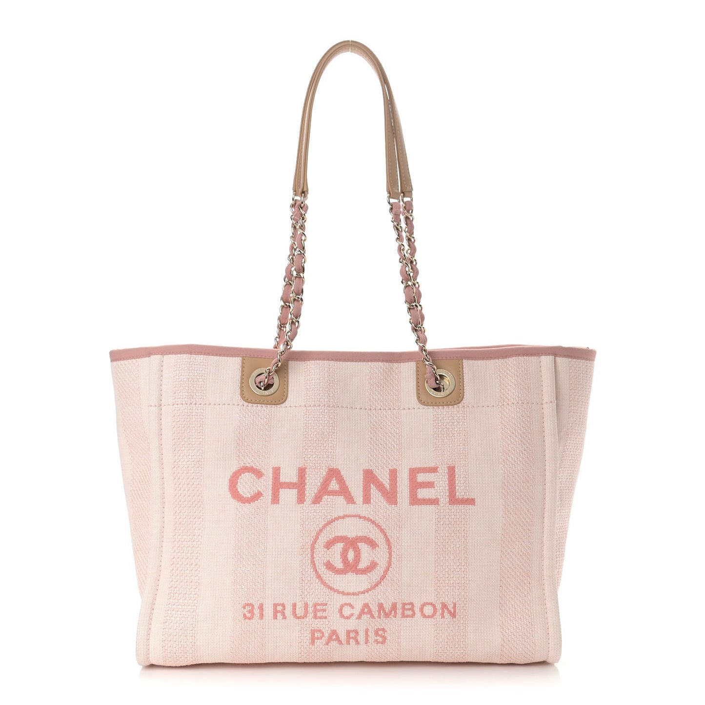 Mixed Fibers Striped Small Deauville Tote Light Pink