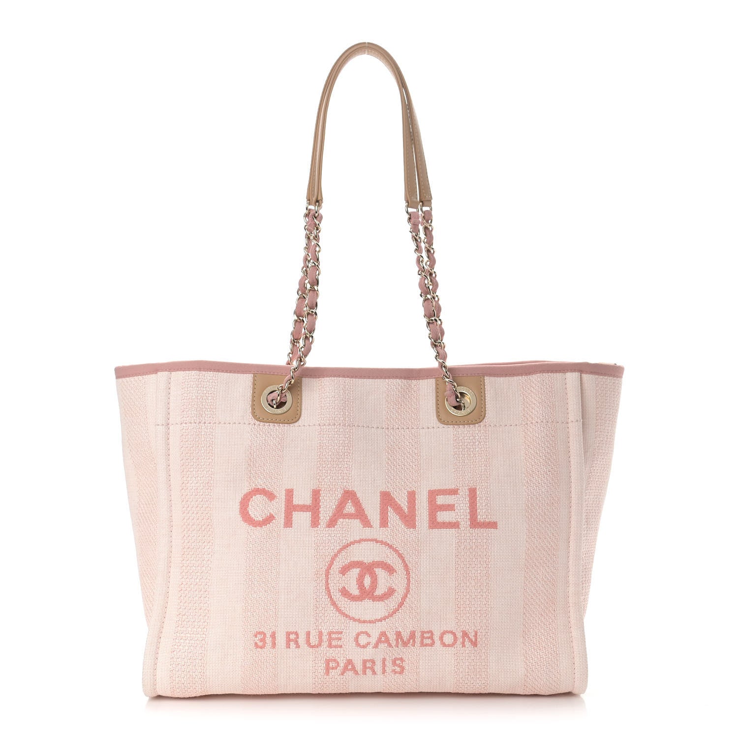 Chanel Mixed Fibers Striped Small Deauville Tote Light Pink 1 of 10