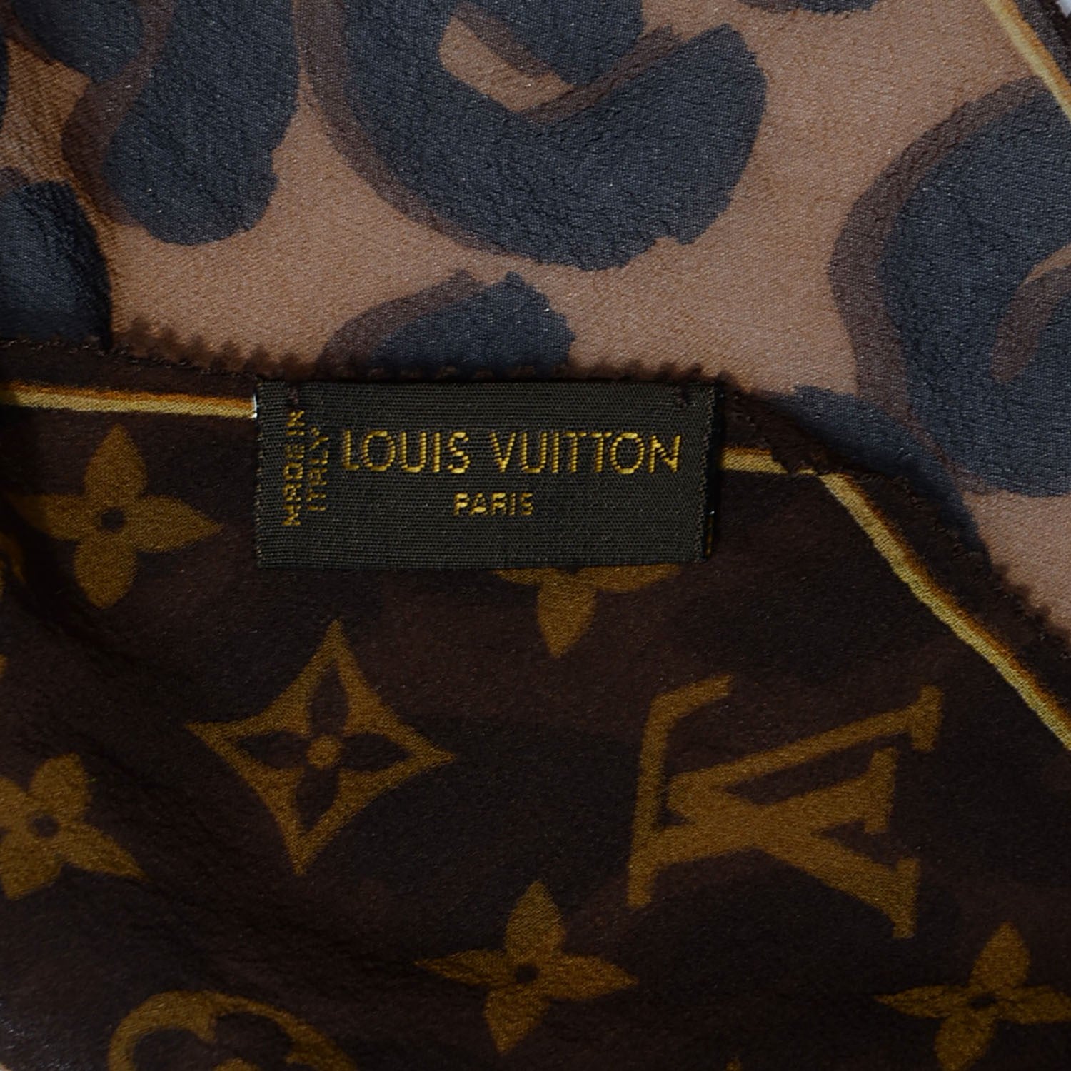 Louis Vuitton Silk Crepe Leopard Monogram Scarf 4 of 5
