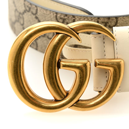 Gucci GG Supreme Monogram Matte Plutone Calfskin Double G 40mm Belt 95 38 Beige Ebony Mystic White 6 of 6