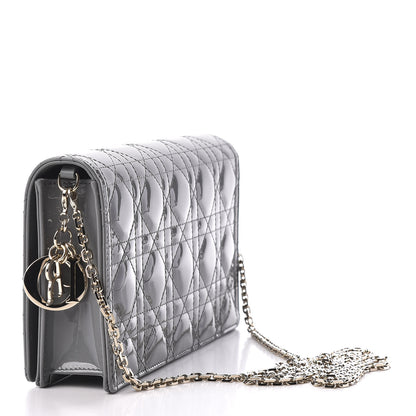 Christian Dior Patent Cannage Lady Dior Clutch Grey Stone 3 of 10