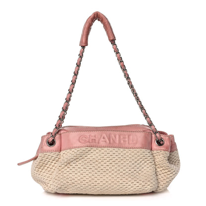 Chanel Canvas Woven Lambskin Lax Accordion Hobo Pink 1 of 15