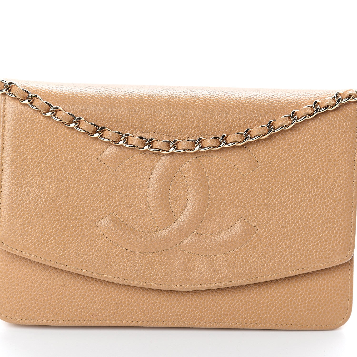 Chanel Caviar Timeless CC Wallet on Chain WOC Beige 9 of 11