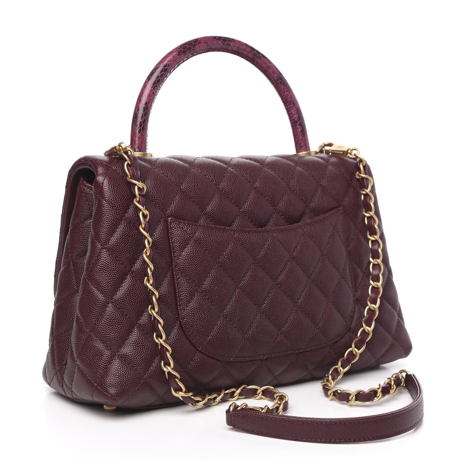 Chanel Caviar Elaphe Quilted Small Coco Handle Flap Burgundy 2 of 11