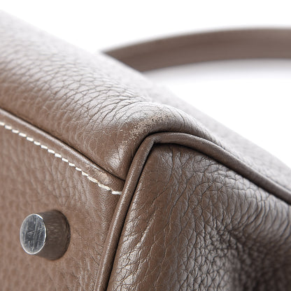 Hermes Taurillon Clemence Shoulder Kelly 40 Etoupe 36 of 38