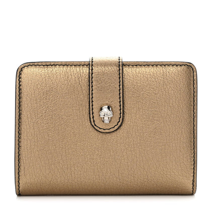 Alexander McQueen Metallic Calfskin Skull French Wallet Gold 1 of 10