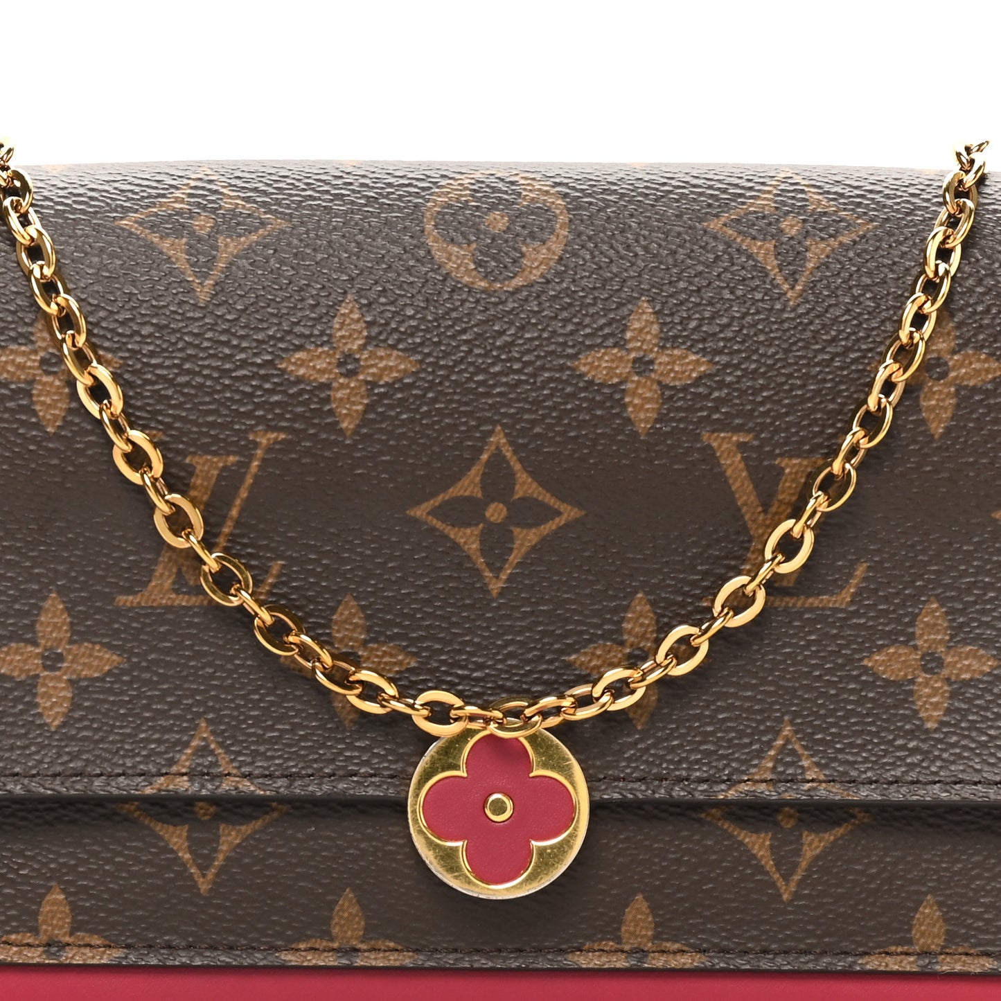 Monogram Flore Chain Wallet Fuchsia