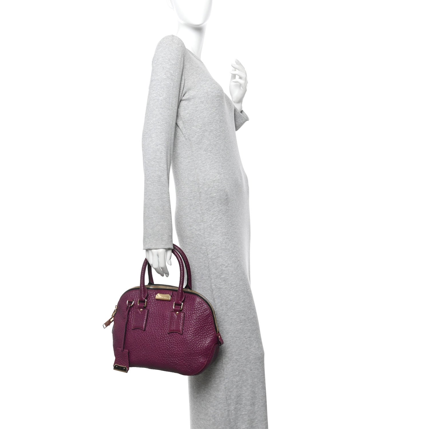 Burberry Heritage Grain Small Orchard Bowling Bag Damson Magenta 2 of 11