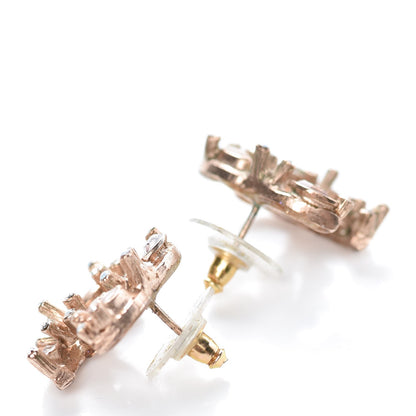 Chanel Crystal CC Earrings Gold Rose Violet 5 of 6