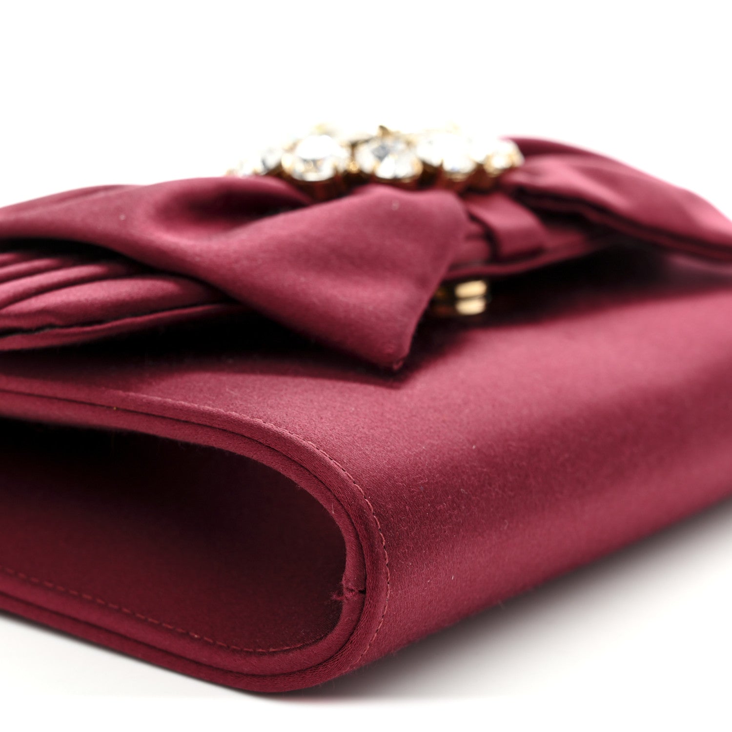 Dolce & Gabbana Satin Crystal Bow Chain Clutch Dark Red 8 of 9