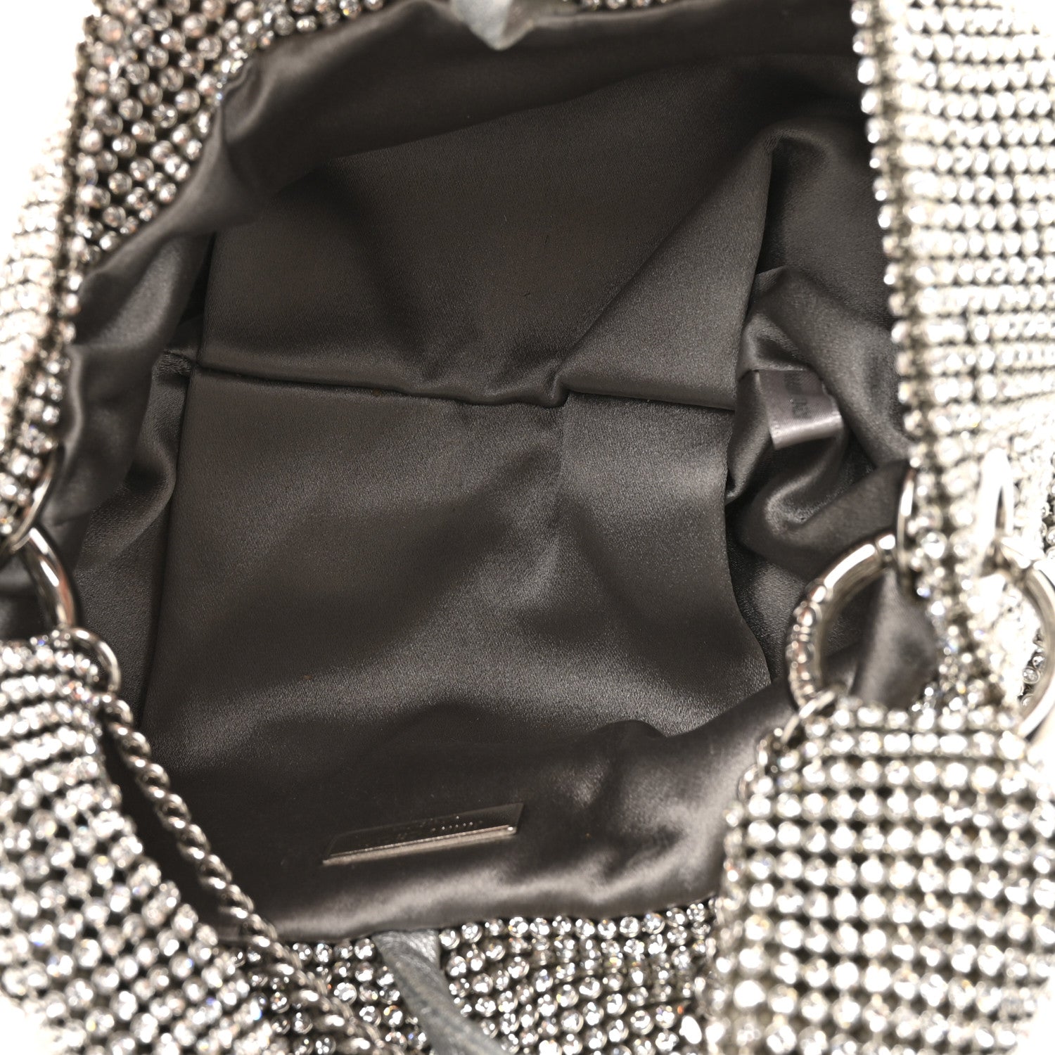 Jimmy Choo Satin Crystal Embellished Bonny Shoulder Bag Silver