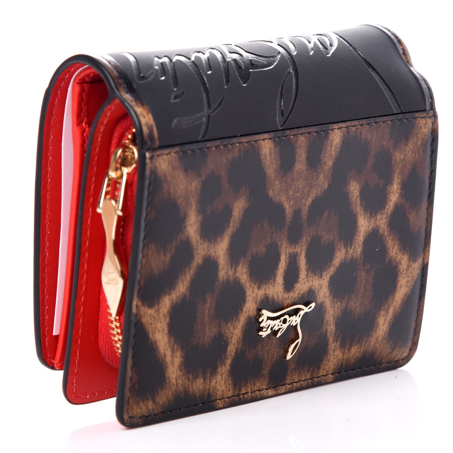 Christian Louboutin Patent Spiked Mini Paloma Wallet Leopard Black 2 of 10
