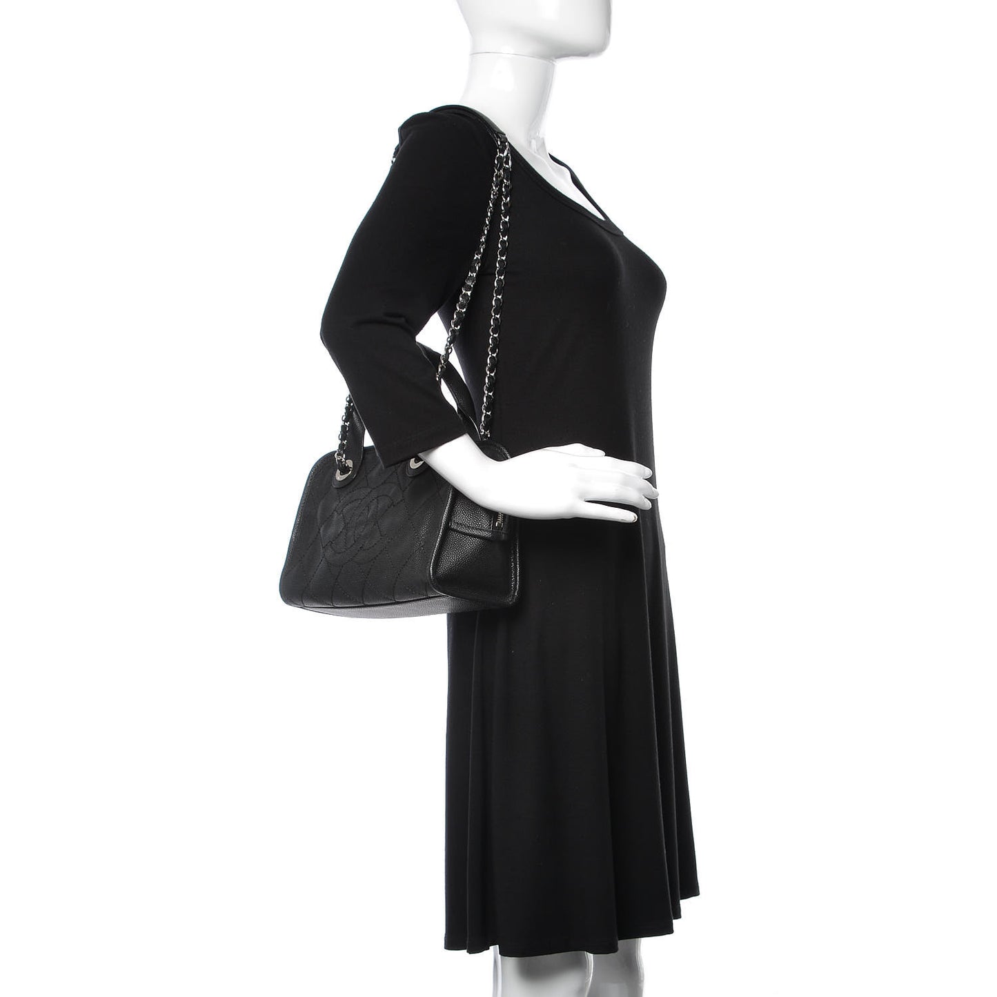 Caviar Quilted Small Deauville Bowling Bag Black