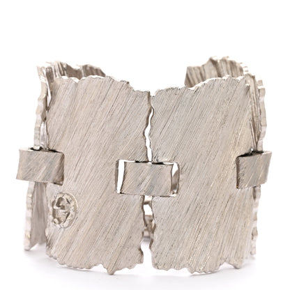Gucci Metal Wide Textured Bracelet Silver 1 of 4