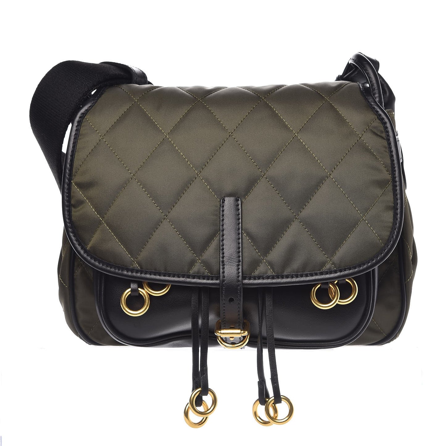 Tessuto Nylon City Calfskin Quilted Crossbody Mimetico Black