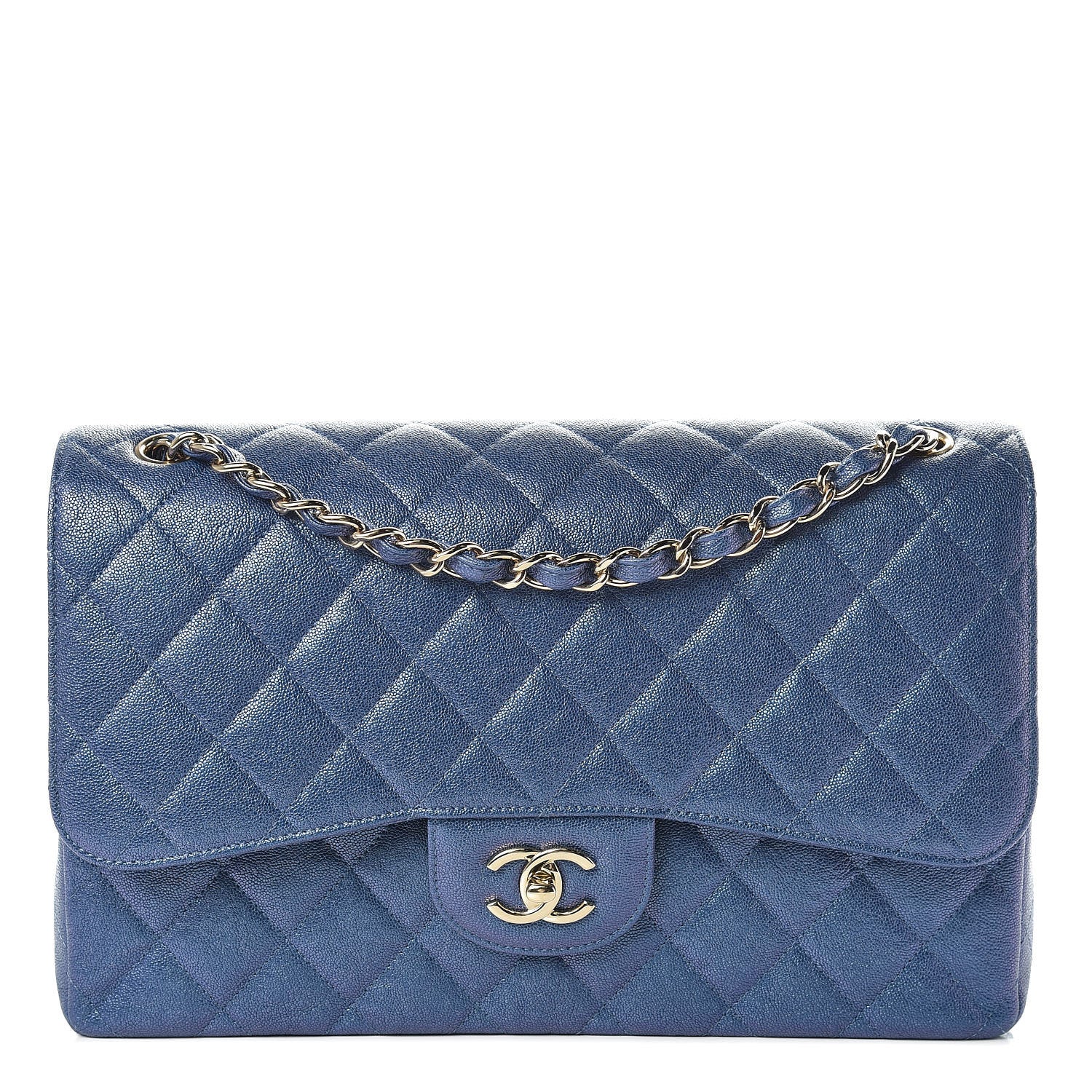 Chanel Iridescent Caviar Quilted Jumbo Double Flap Dark Blue 1 of 9