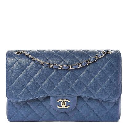 Chanel Iridescent Caviar Quilted Jumbo Double Flap Dark Blue 1 of 9