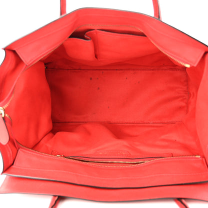 Celine Drummed Calfskin Shoulder Luggage Red 5 of 15