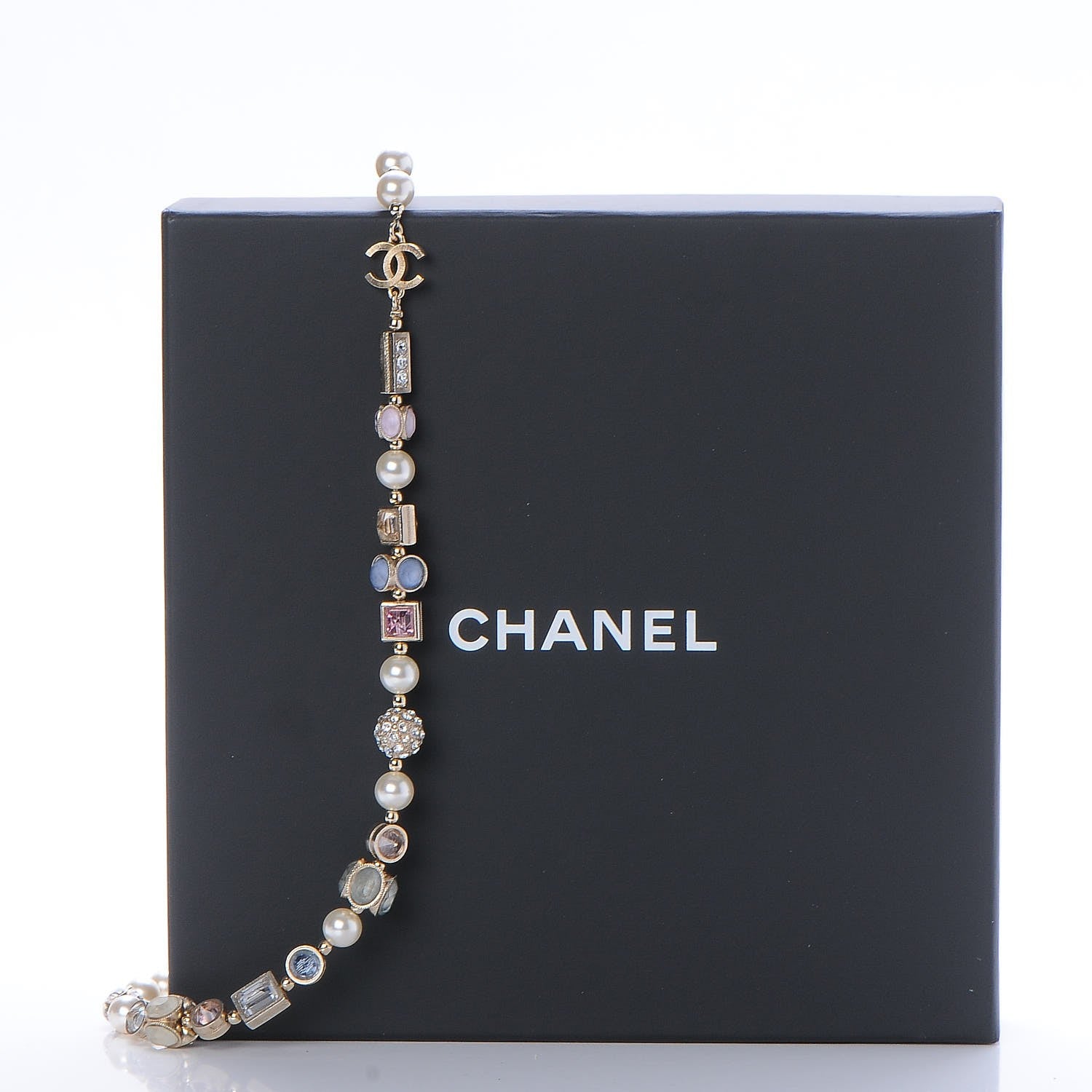 Chanel Pearl Crystal Short Necklace Gold Multicolor 7 of 7