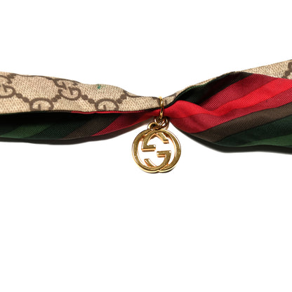 Gucci Silk Stripe Head Scarf Brown 2 of 4