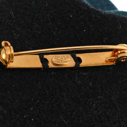 Chanel Felt Pearl CC Camellia Brooch Pin Dark Green 4 of 4