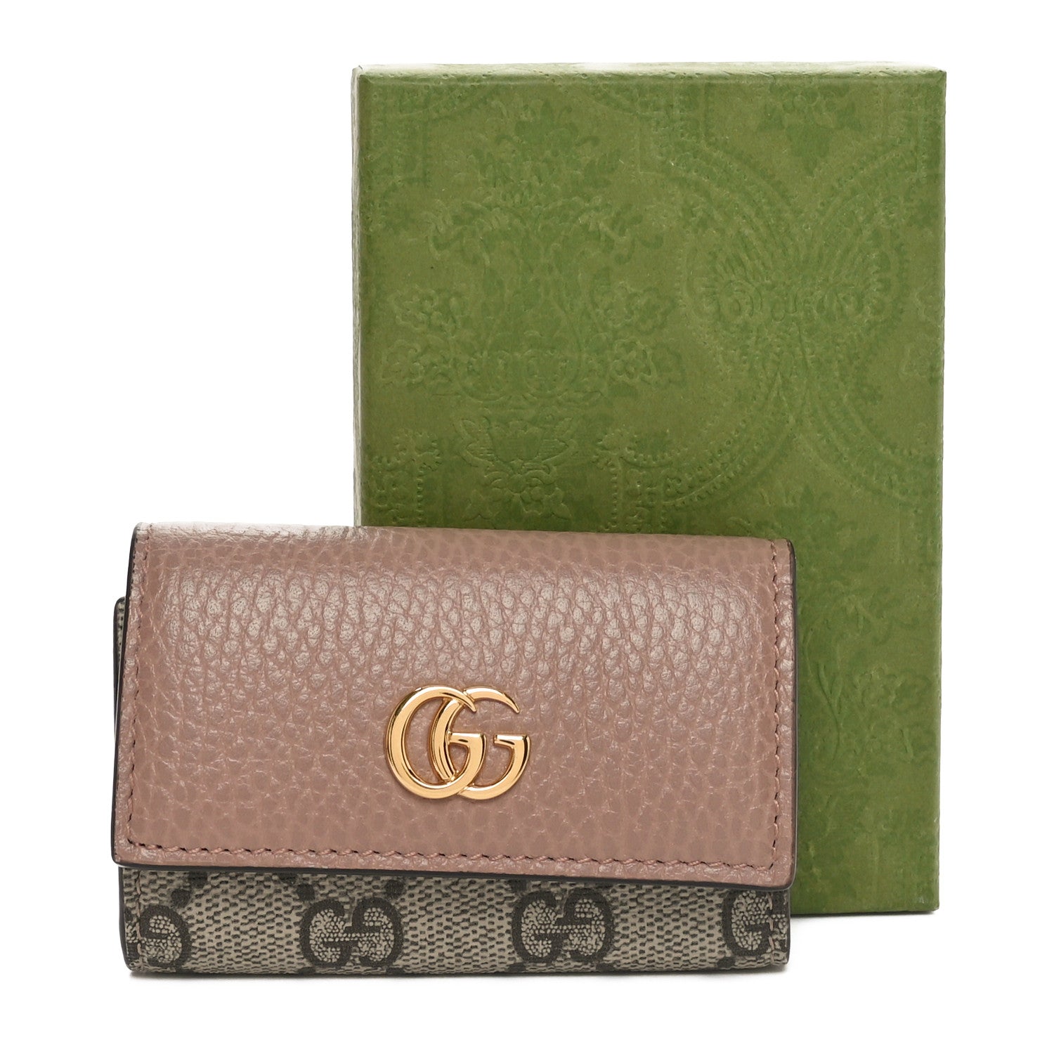 Gucci Dollar Calfskin GG Supreme Monogram GG Marmont 6 Key Holder Case Porcelain Rose Beige Ebony 9 of 9