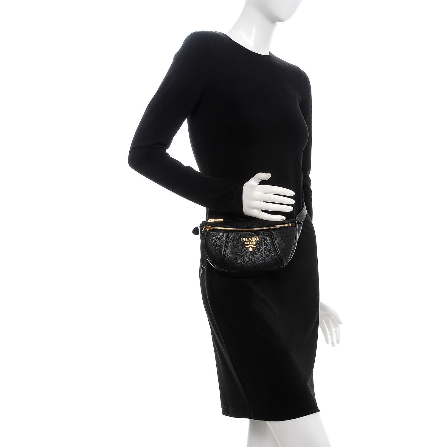 Prada Vitello Daino Small Belt Bag Black 2 of 9