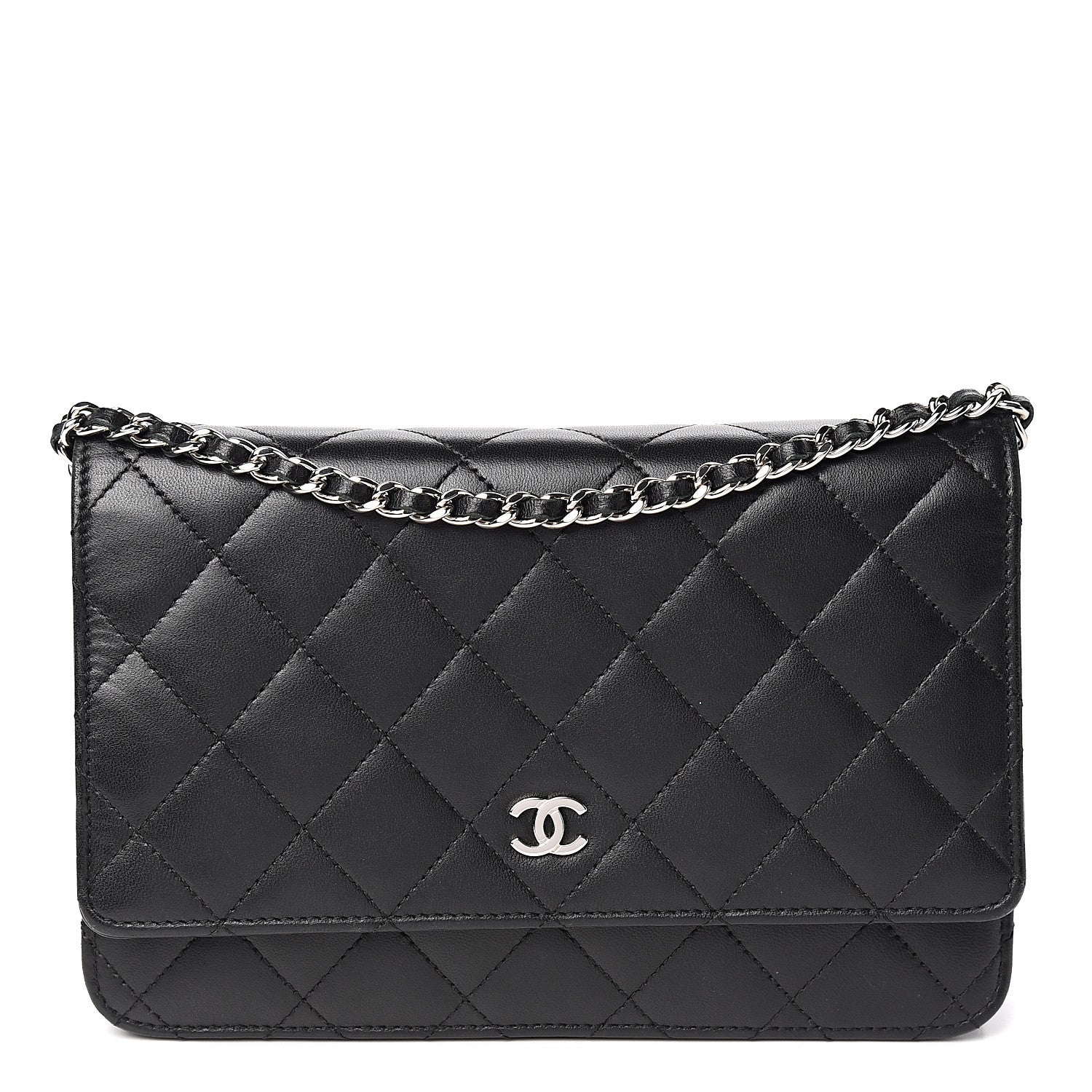 Chanel Lambskin Quilted Wallet On Chain WOC Black 1 of 10