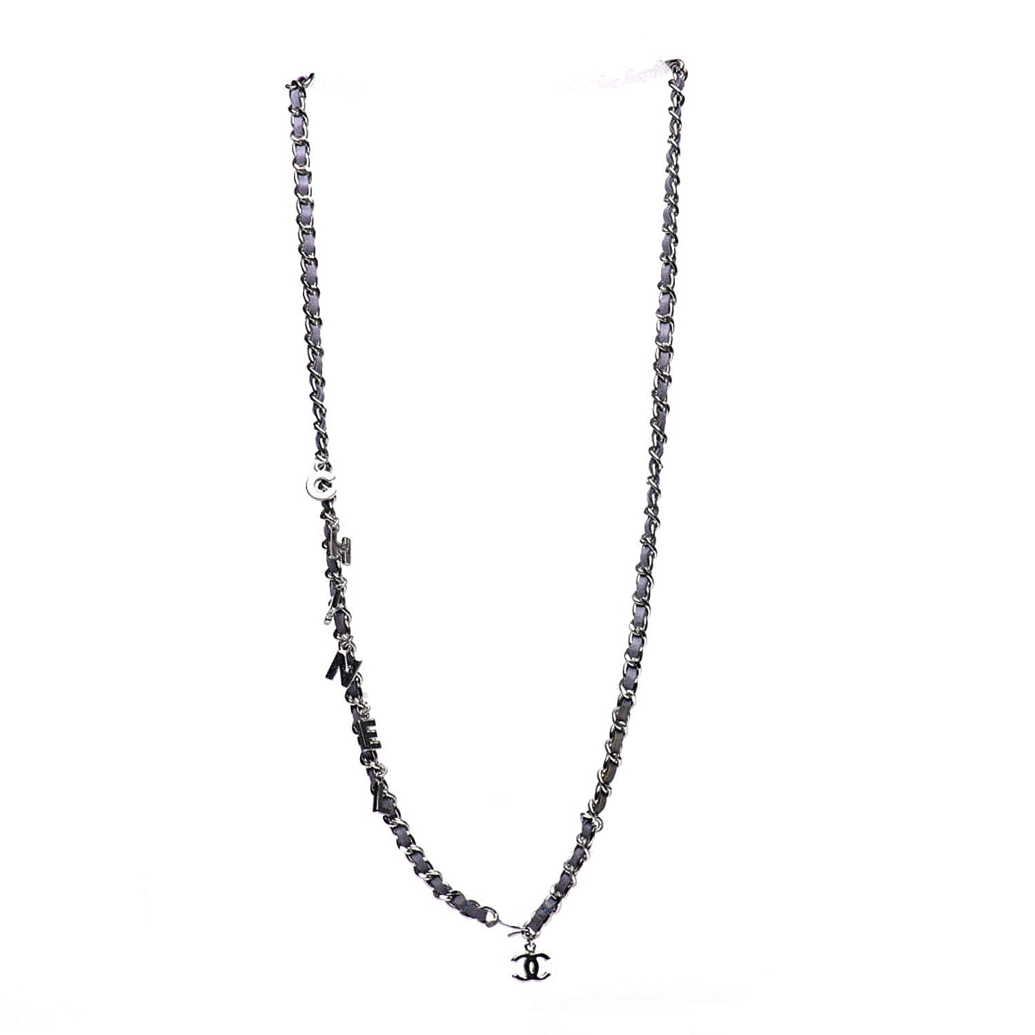 Chanel Lambskin Chain Logo Belt Silver Purple 2 of 11