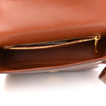 Celine Calfskin Crocodile Embossed Medium Tassel Bag Tan 5 of 13