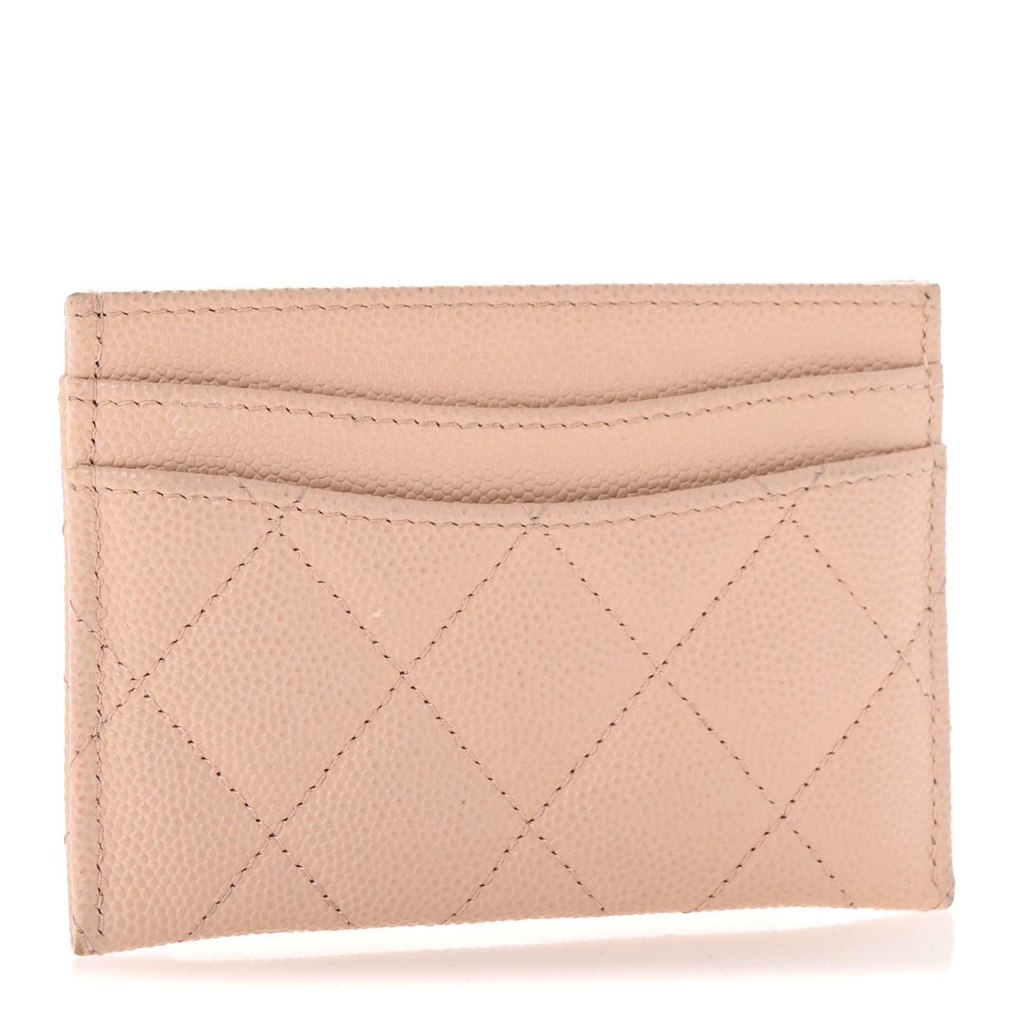 Caviar Quilted Card Holder Light Beige