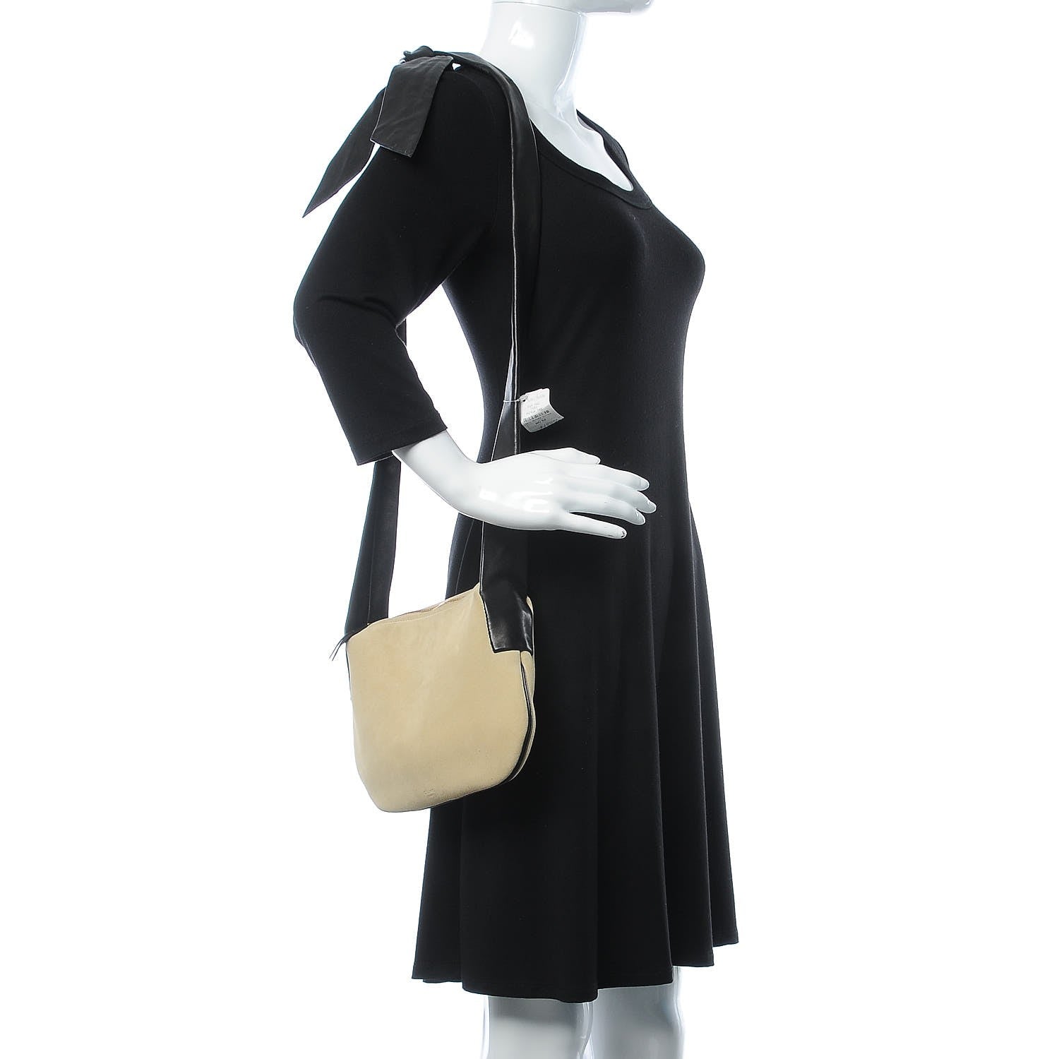 Celine Suede Lambskin Small Ribbon Shoulder Bag Dune Black 2 of 10