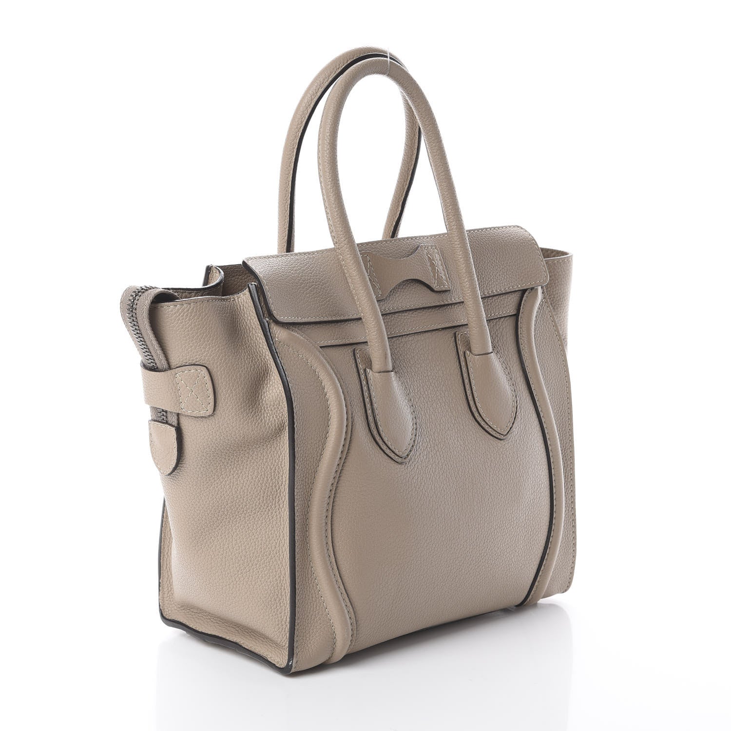 Celine Drummed Calfskin Micro Luggage Dune 2 of 8