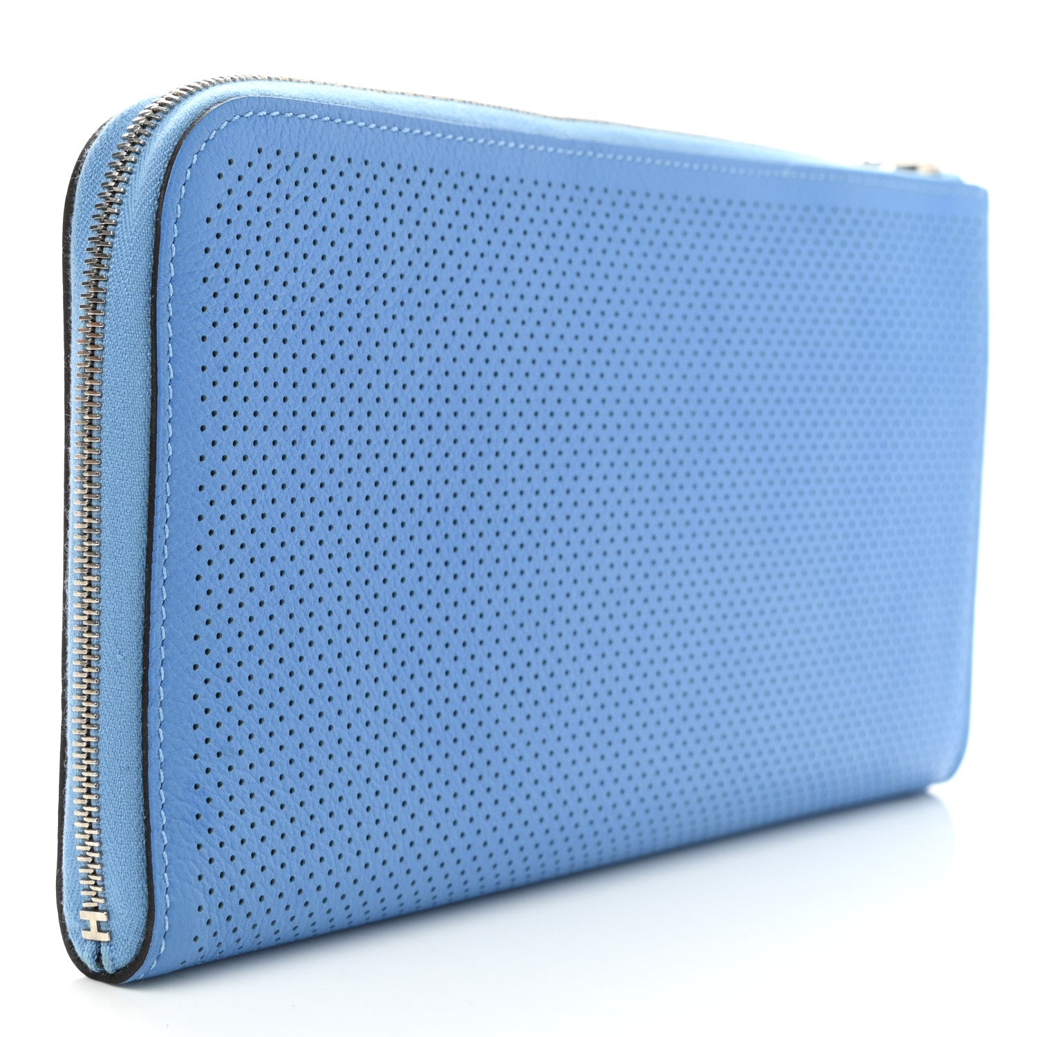 Hermes Evercolor Perforated Large Remix Voyage Wallet Bleu Paradis 4 of 8