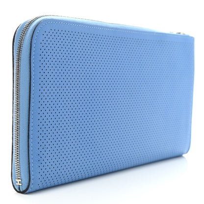 Hermes Evercolor Perforated Large Remix Voyage Wallet Bleu Paradis 4 of 8