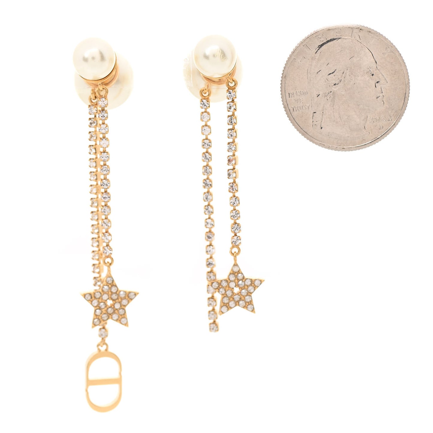 Pearl Crystal Star Tribale Dangle Chain Earrings Gold