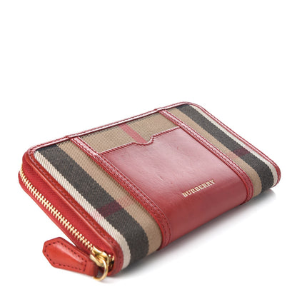 Burberry House Check Large Sartorial Ziggy Zip Around Wallet Military Red 4 of 6