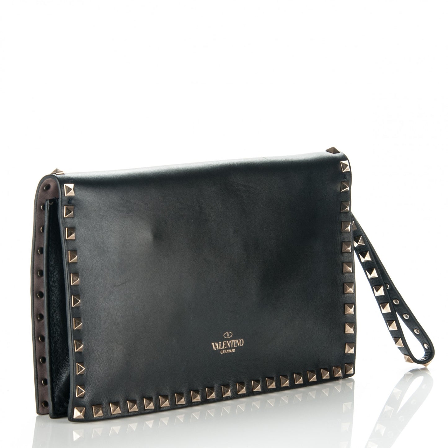 Nappa Rockstud Wristlet Clutch Black