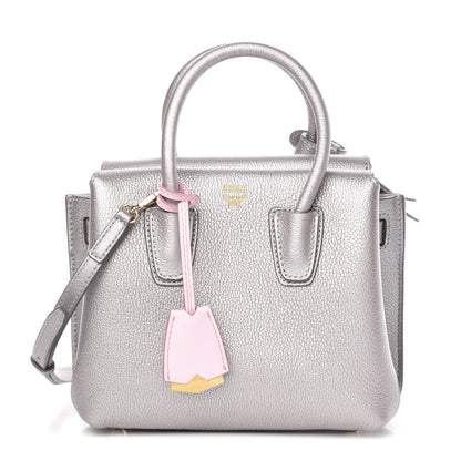 MCM Metallic Grained Calfskin Mini Milla Tote Spike Silver 1 of 15