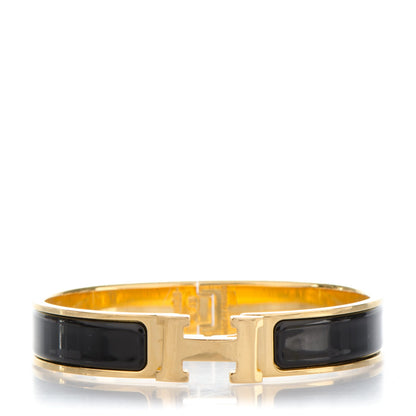 Hermes Enamel Narrow Clic Clac H Bracelet PM Black 1 of 4