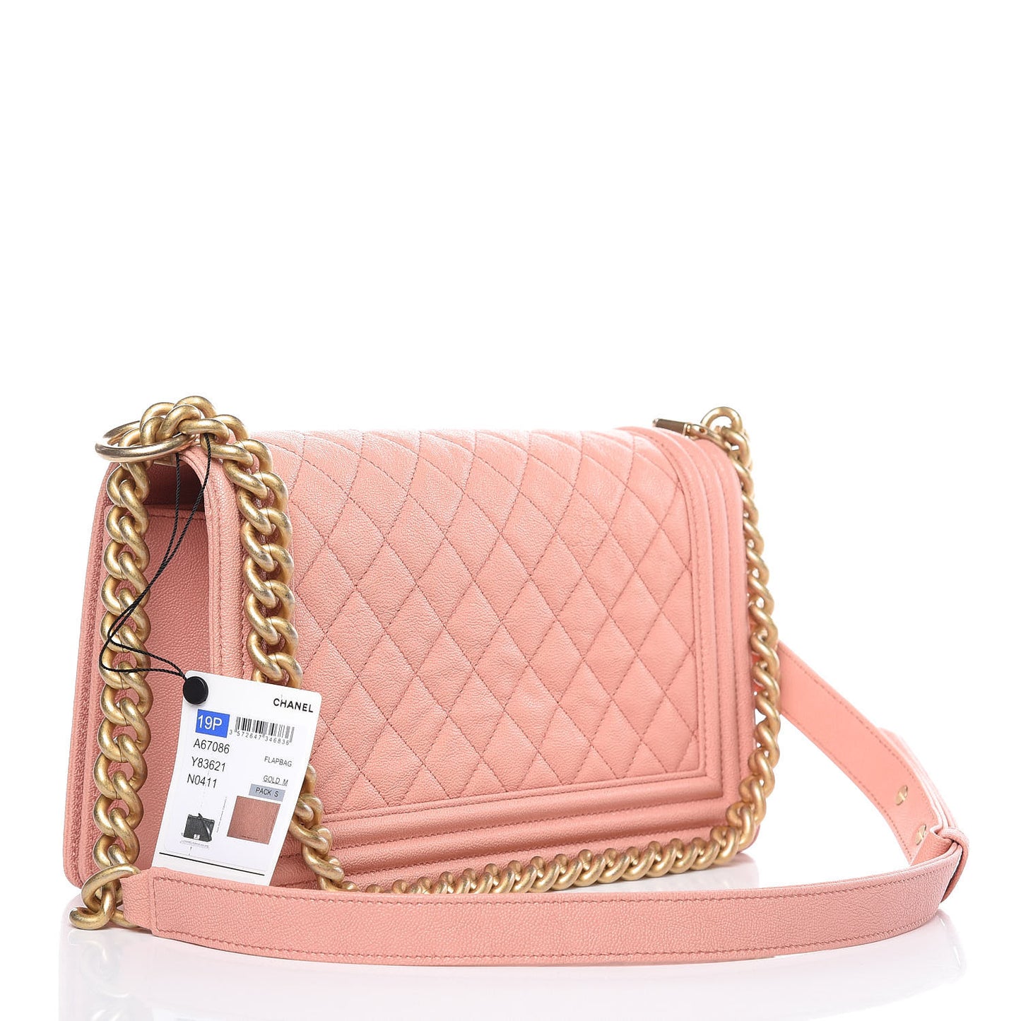 Caviar Quilted Medium Boy Flap Light Pink