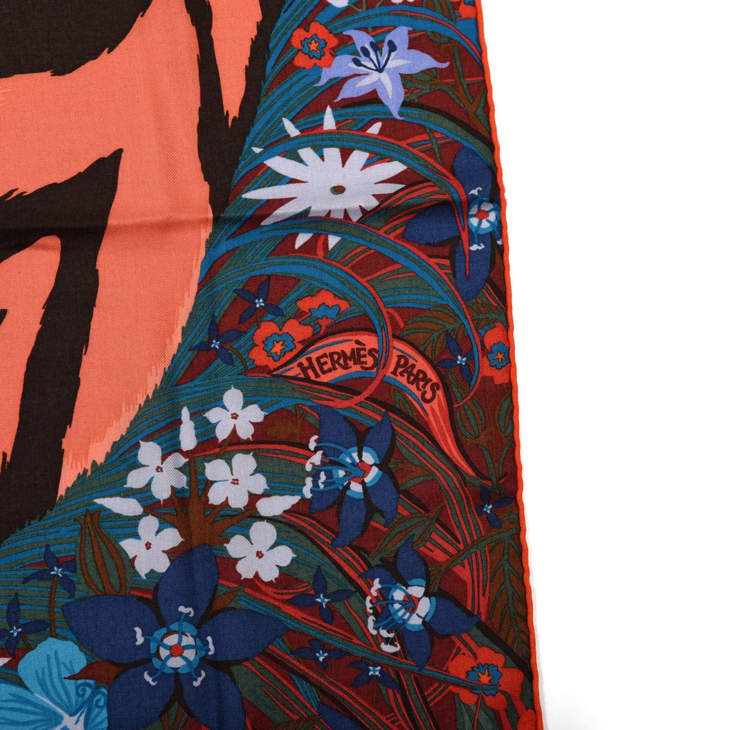 Cashmere Silk Tyger Tyger Shawl 140 Bordeaux Bleu Corail