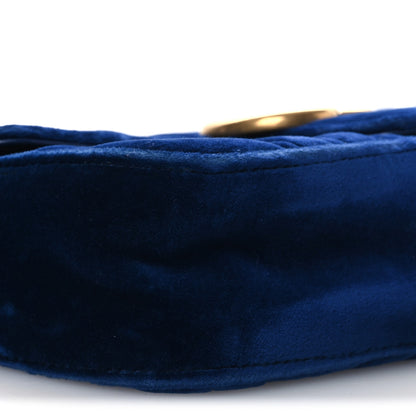 Gucci Velvet Matelasse Mini GG Marmont Shoulder Bag Cobalt Blue 9 of 11