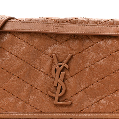 Saint Laurent Crinkled Calfskin Matelasse Monogram Medium Niki Chain Satchel Caramel 8 of 14