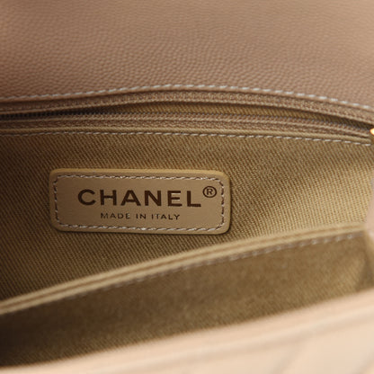 Chanel Caviar Chevron Quilted Mini Coco Handle Flap Beige 6 of 11