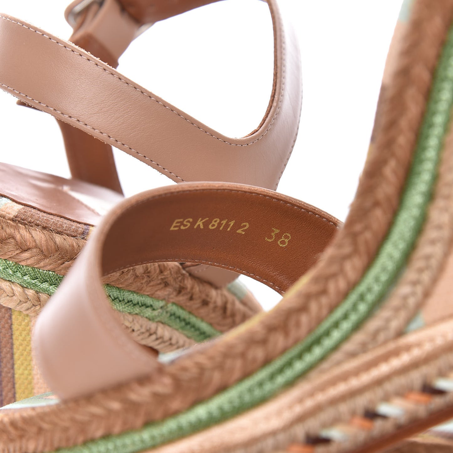Canvas Calfskin Native Couture 1975 Espadrille Wedge Sandals 38 Alpaca Multicolor