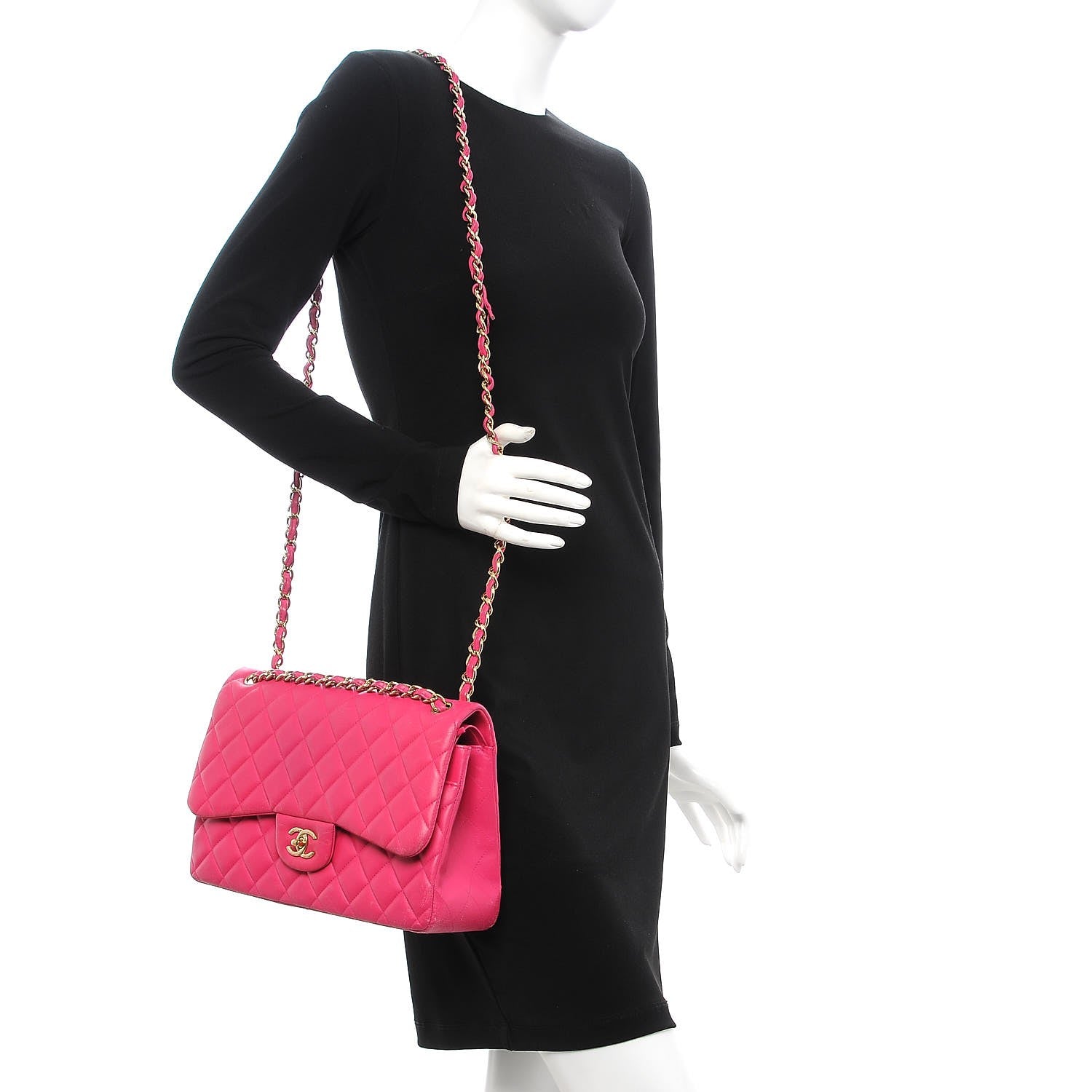 Chanel Lambskin Quilted Jumbo Double Flap Dark Pink 2 of 27