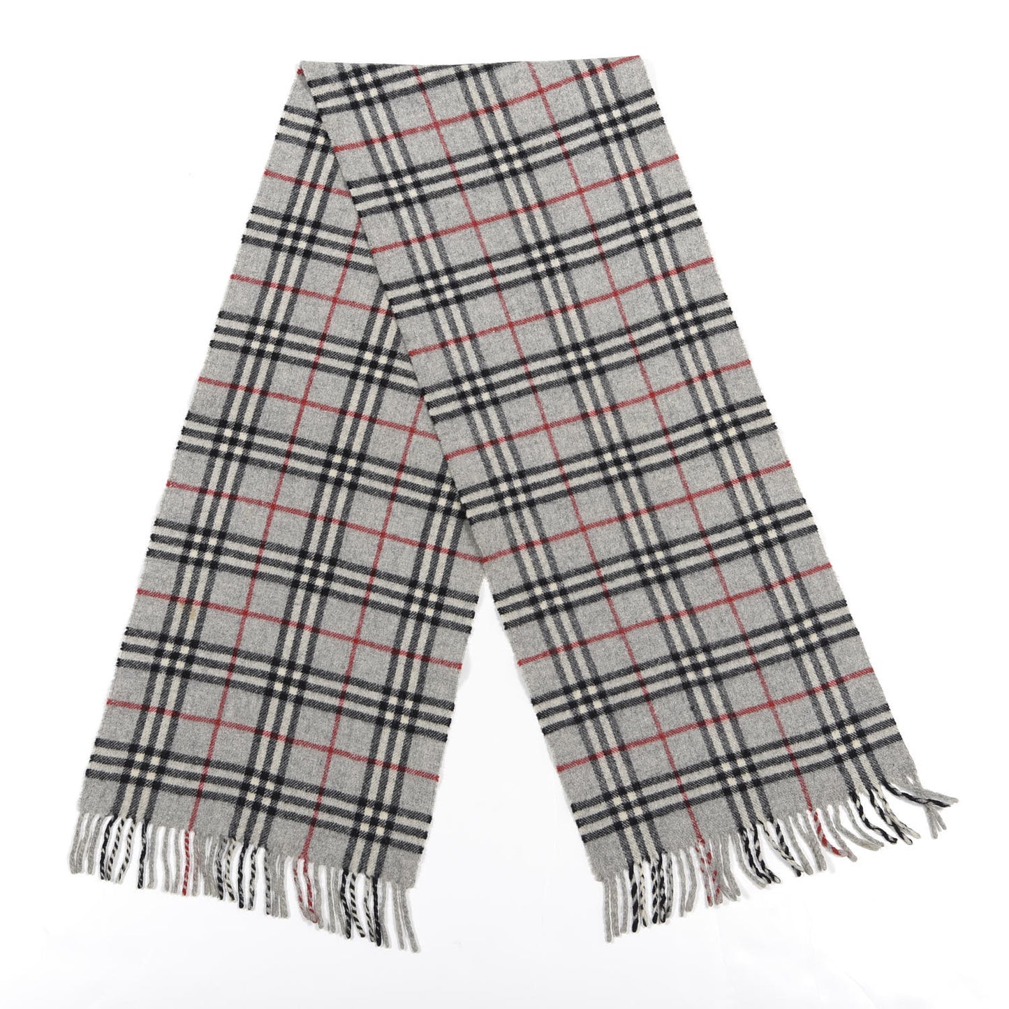 Lambswool House Check Fringe Scarf Grey