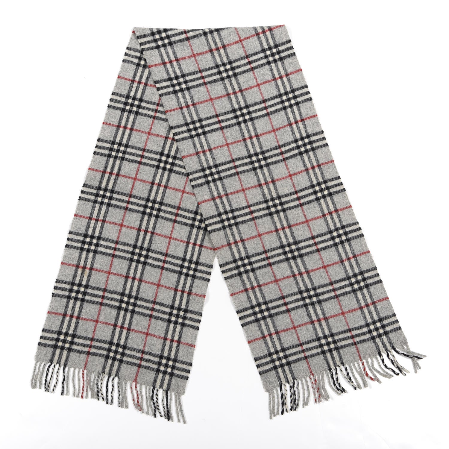 Burberry Lambswool House Check Fringe Scarf Grey 2 of 7