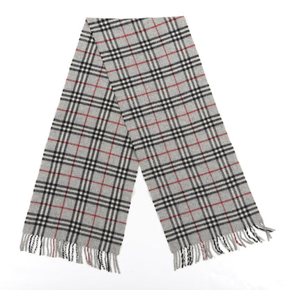 Burberry Lambswool House Check Fringe Scarf Grey 2 of 7